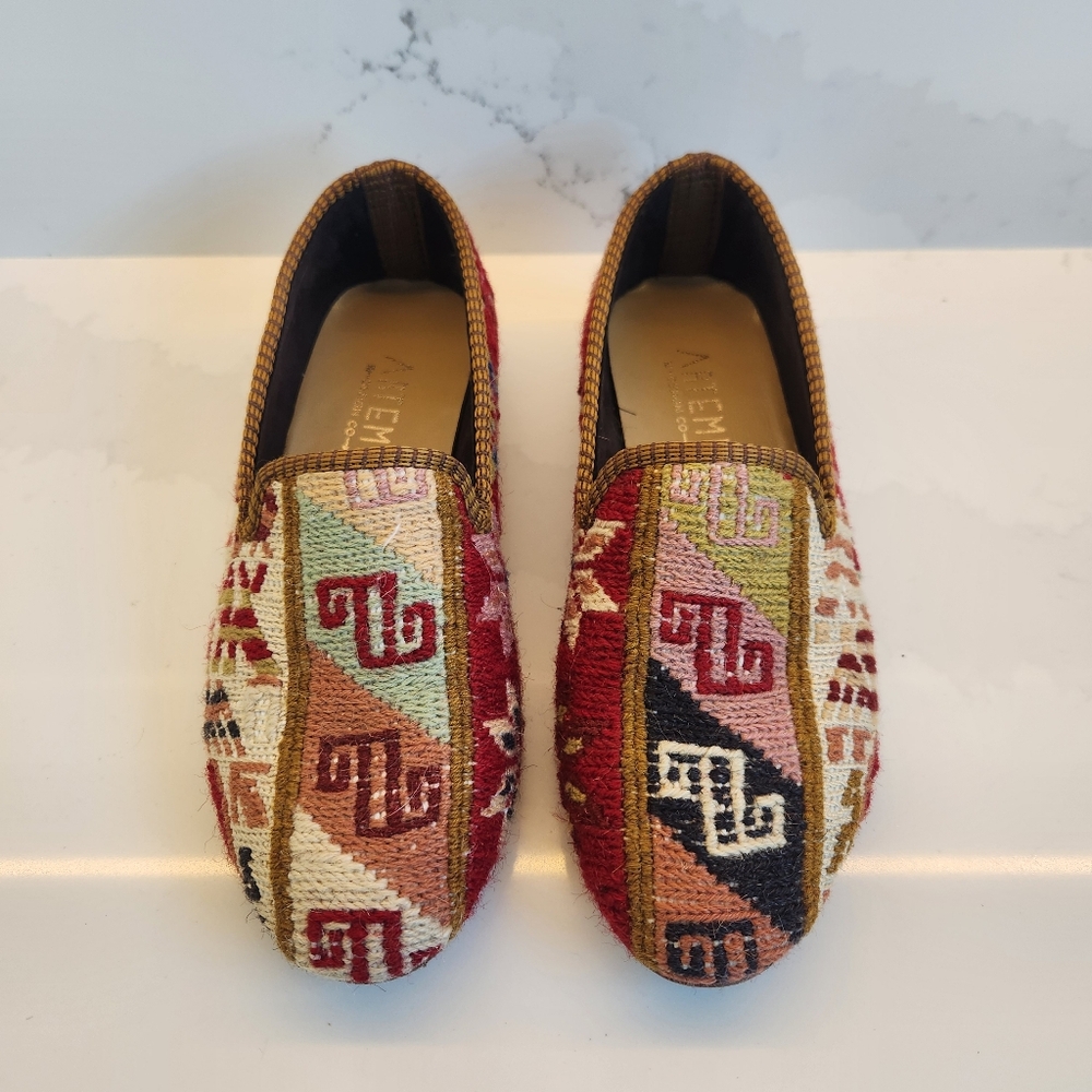 Artemis Design Co Luxury Kilim Flats Women sz 37 Turkish Smoking Slipper